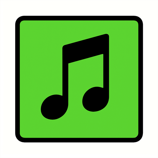 A single tile of musical note green.
In-Game asset.  2d.  High contrast.  No shadows