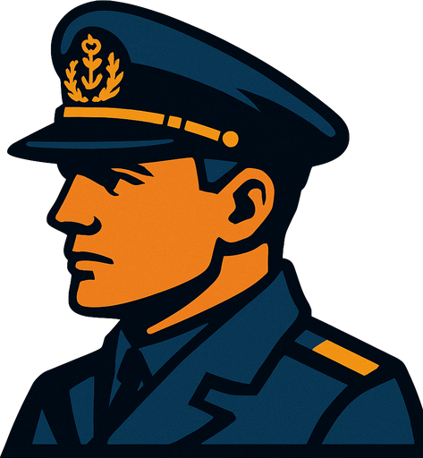 warship commander head looking right in game asset.
In-Game asset.  2d.  High contrast.  No shadows