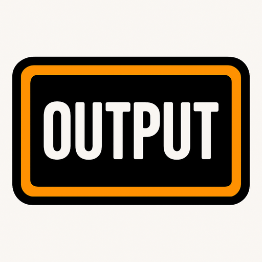OUTPUT BUTTON.
In-Game asset.  2d.  High contrast.  No shadows