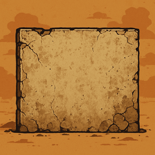 2d old concrete wall suitable for desert atmosphere.
In-Game asset.  2d.  High contrast.  No shadows