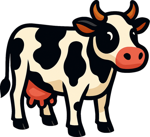 Cow.
In-Game asset.  2d.  High contrast.  No shadows