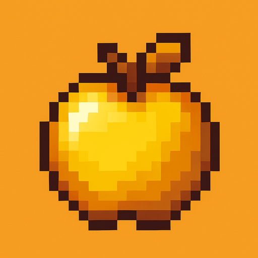 Make me a gold apple 2d pixel.
In-Game asset.  2d.  High contrast.  No shadows