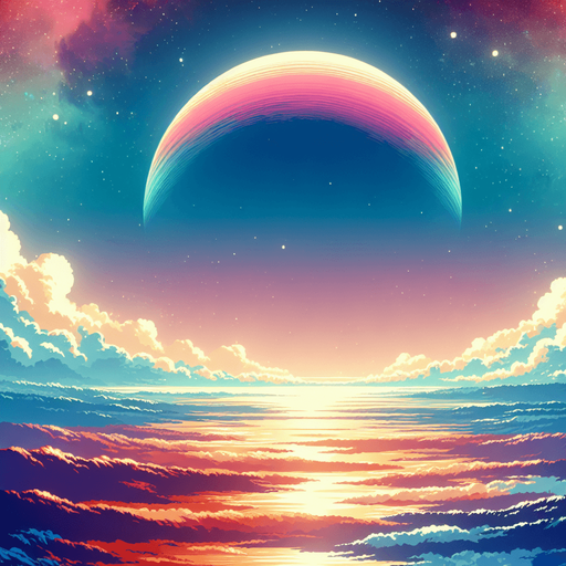 Horizon and atmosphere of a planet as seen from very low orbit..
Single Game Texture. In-Game asset. 2d. Blank background. High contrast. No shadows.