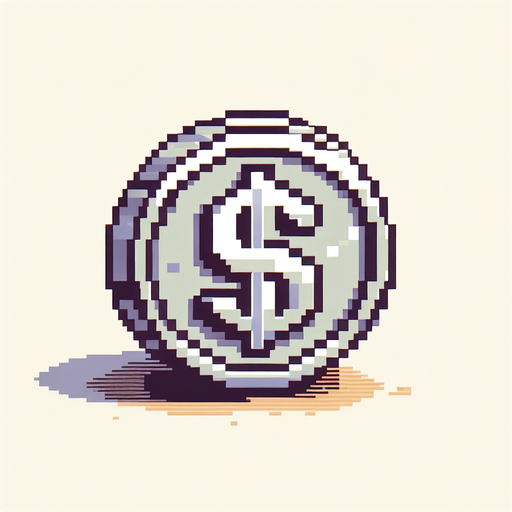 silver coin, $ sign on it, snes art.
Single Game Texture.  In-Game asset.  2d.  Blank background.  High contrast.  No shadows