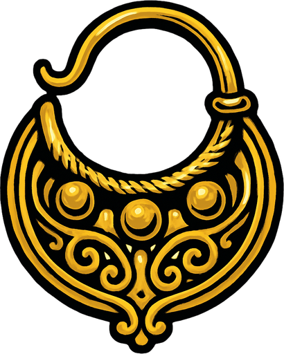 Not a chest, just one valuable item such as a gold earring, a silver historical container or similar, but only one.
In-Game asset.  2d.  High contrast.  No shadows