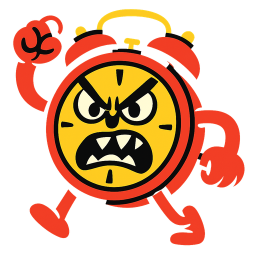 "alarm clock angry" veya “exam clock”.
In-Game asset.  2d.  High contrast.  No shadows