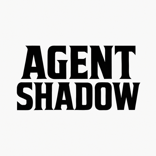 only text no image, agent shadow text logo for agent game.
In-Game asset.  2d.  High contrast.  No shadows