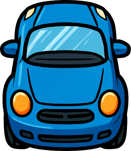 yukarı bakan mavi araba.
In-Game asset.  2d.  High contrast.  No shadows