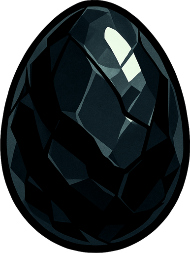 A Obsidian egg.
In-Game asset.  2d.  High contrast.  No shadows