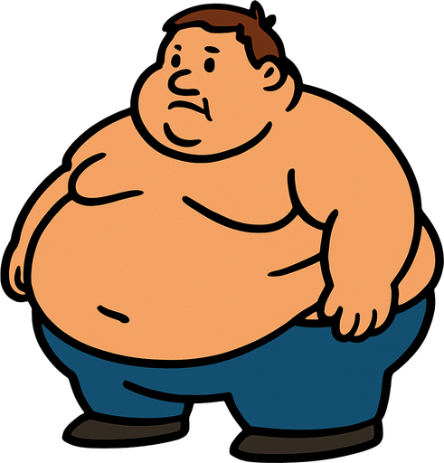 a lot fat.
In-Game asset.  2d.  High contrast.  No shadows