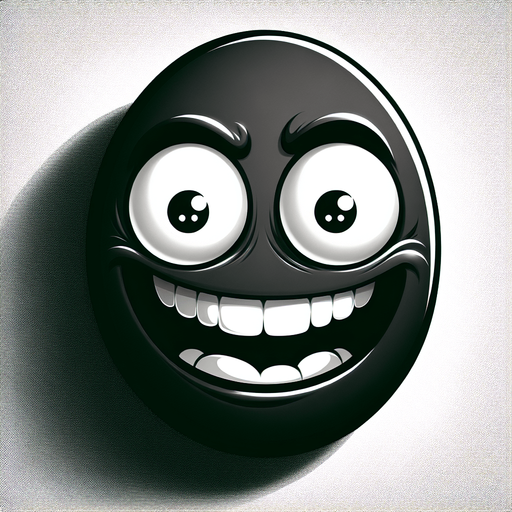a black oval with a funny  face.