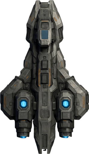 Uzay temalı Savaş Gemisi, gerçekçi, yazısız üstten görünüm. 
In-Game asset.  High contrast.  No shadows