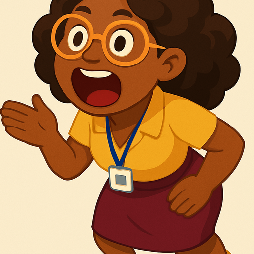 Make her open her mouth wide like she is talking very much, and lean forward slightly