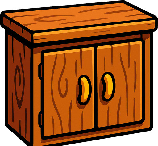 bir dolabın  üst kısmını çiz.
In-Game asset.  2d.  High contrast.  No shadows
