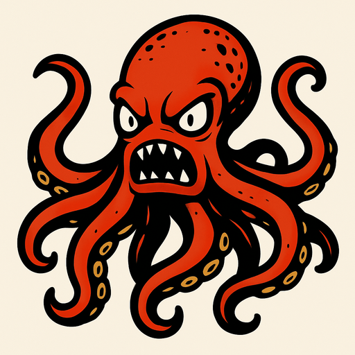 octopus monster.
In-Game asset.  2d.  High contrast.  No shadows