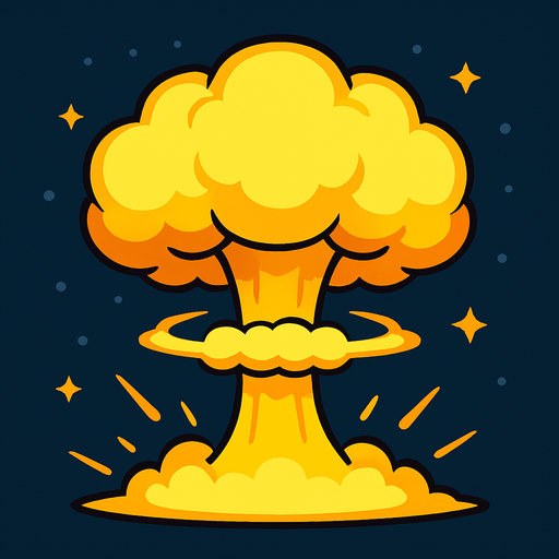 2D survivor.io game style atomic boom effect front view. No text written on it.
