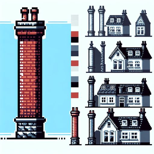 chimney. pixelart. residential chimney. only chimney. Single Game Texture. In-Game asset. 2d. Blank background. High contrast. No shadows.