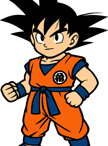 Goku.
In-Game asset.  2d.  High contrast.  No shadows