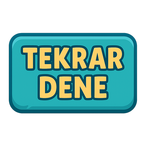 "Tekrar Dene" yazan bir görsel olacak . No background. Transparent background. Blank background. No shadows. 2d. In-Game asset. flat