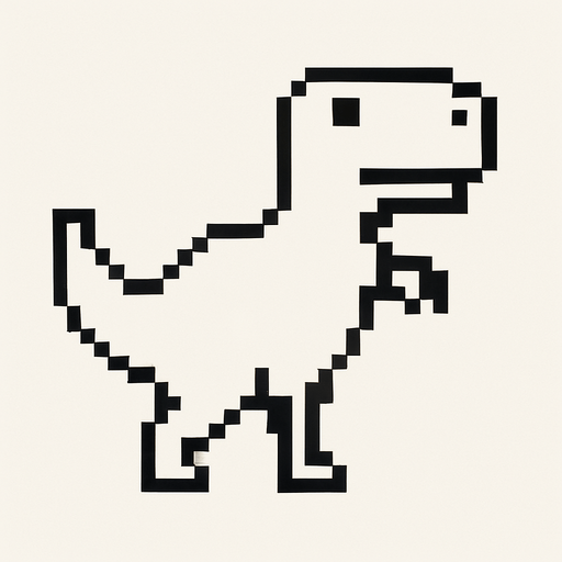 white and black dinosaur.
In-Game asset.  No shadows. pixel