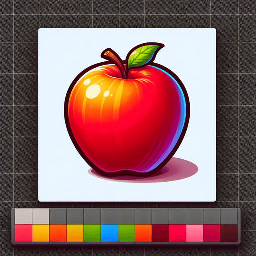 Apple.
Single Game Texture. In-Game asset. 2d. Blank background. High contrast. No shadows.