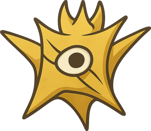 A strong yellow-white alien with horns. No background. Transparent background. Blank background. No shadows. 2d. In-Game asset. flat