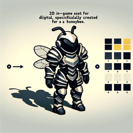 A small armour fit for honeybee.
Single Game Texture. In-Game asset. 2d. Blank background. High contrast. No shadows.