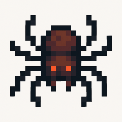 Spider pixel.
In-Game asset.  2d.  High contrast.  No shadows