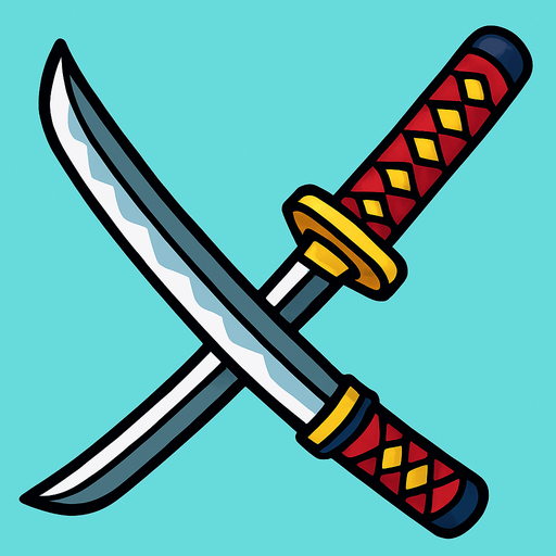katana animada.
In-Game asset.  2d.  High contrast.  No shadows