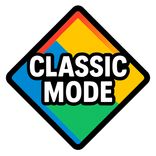 Diamond shaped colourful classic mode button.
In-Game asset.  2d.  High contrast.  No shadows