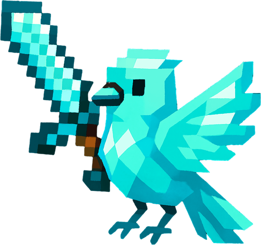 oyunlardaki elmas kılıç taşıyan elmas kuş.
In-Game asset.  2d.  High contrast.  No shadows