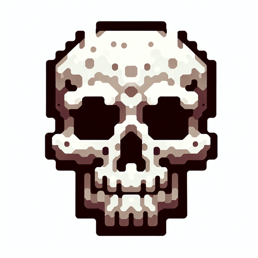 white scull.
Single Game Texture. In-Game asset. 2d. Blank background. High contrast. No shadows.