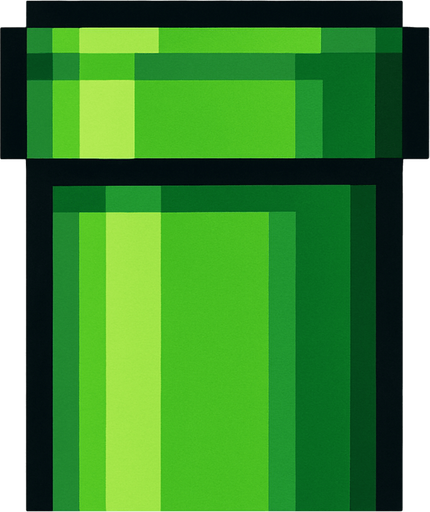 green pipe. pixel art..
In-Game asset.  2d.  High contrast.  No shadows