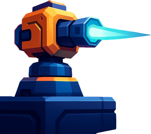 Front-facing icon, Fullscreen modern App Store art style with futuristic tower defense, 16:9, high definition.  No text captions!