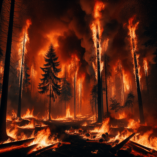 forest in fire.
2d