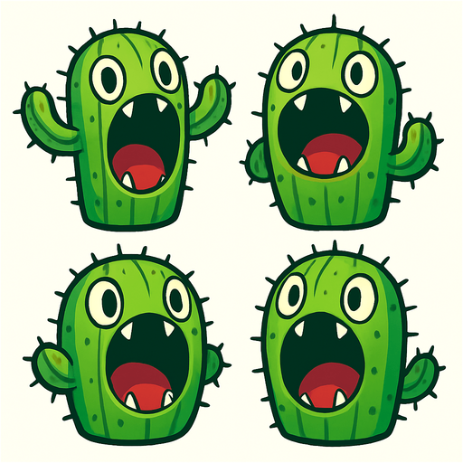 ağazı açık kaktüsler 2D.
In-Game asset.  2d.  High contrast.  No shadows