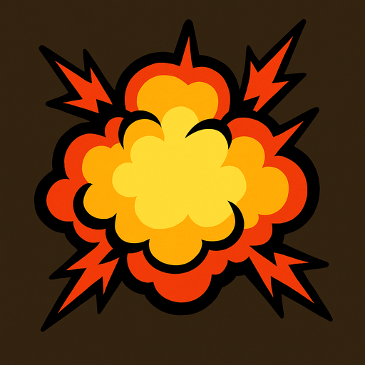 explosion look on top.
In-Game asset.  2d.  High contrast.  No shadows