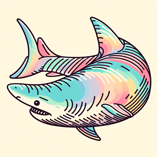 акула, постэльные цвета..
Single Game Texture.  In-Game asset.  2d.  Blank background.  High contrast.  No shadows