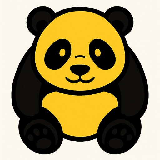 yellow panda top view.
In-Game asset.  2d.  High contrast.  No shadows