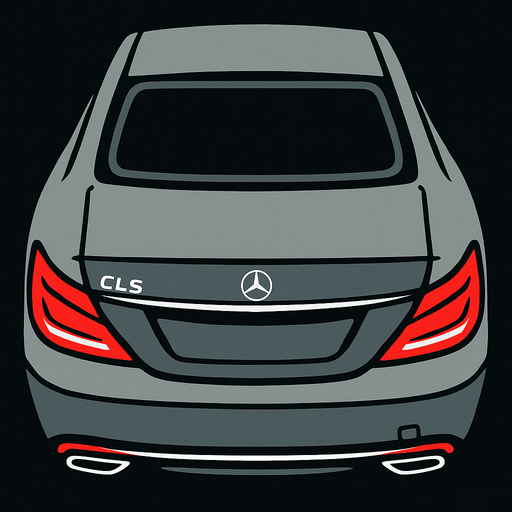 Gri mercedes benz cls arkasi ama yukaridan
In-Game asset.  2d.  High contrast.  No shadows