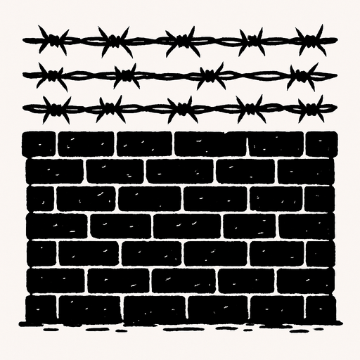 barbed wire wall.
In-Game asset.  2d.  High contrast.  No shadows