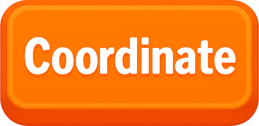 Button "Coordinate". orange color
In-Game asset.  High contrast.  No shadows. 3D