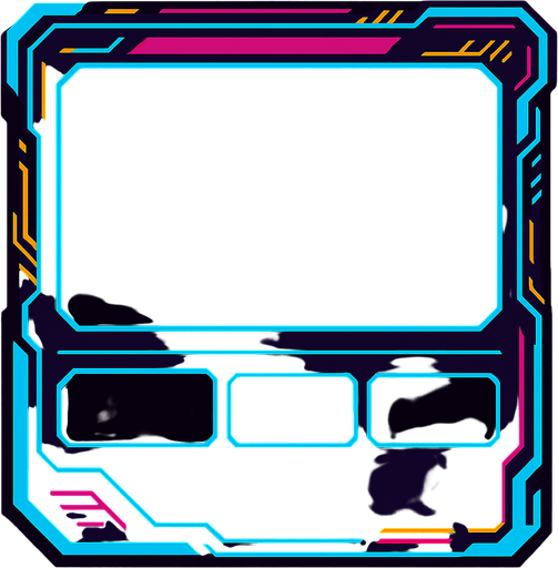 Empty cyberpunk style storybox design in which it's size enable song cover, difficulty level and song description to be added in the storybox.
In-Game asset.  2d.  High contrast.  No shadows