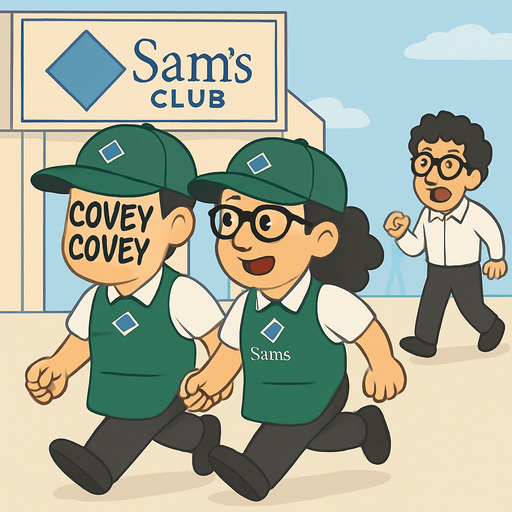 Los dos persoanjes que van corriendo tienen que llevar ropa similar, la cual es Mandil verde con logo de sams club, al igual que la gorra.
Playera blanca de polo y pantalones negros.
La chica usa lentes y el molote es mas pequeño.
Que los colores sean mas claros, no quiero ese tono sepia