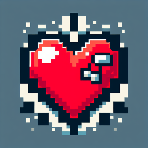 Heart icon 
Retro game.
Single Game Texture. In-Game asset. 2d. Blank background. High contrast. No shadows.
