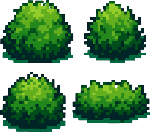 Generame arbustos pixelar.
In-Game asset.  2d.  High contrast.  No shadows