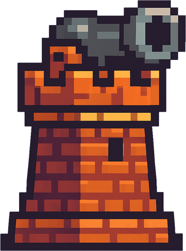 topçu kule pixel art.
In-Game asset.  2d.  High contrast.  No shadows