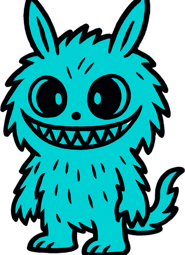 Cyan Labubu.
In-Game asset.  2d.  High contrast.  No shadows