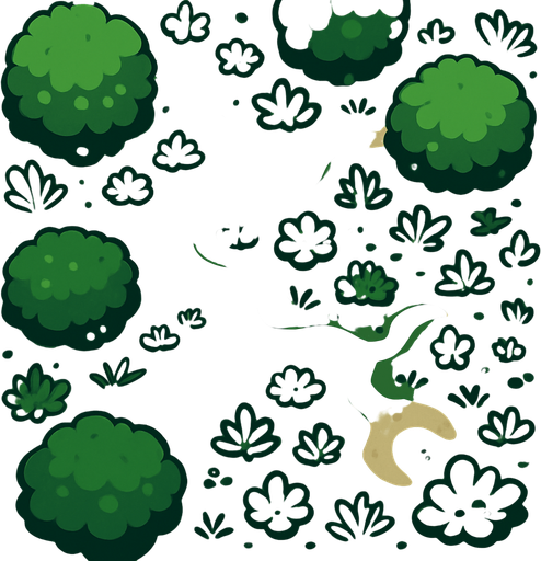 Un bosque mirado desde arriba sin árboles.
In-Game asset.  2d.  High contrast.  No shadows