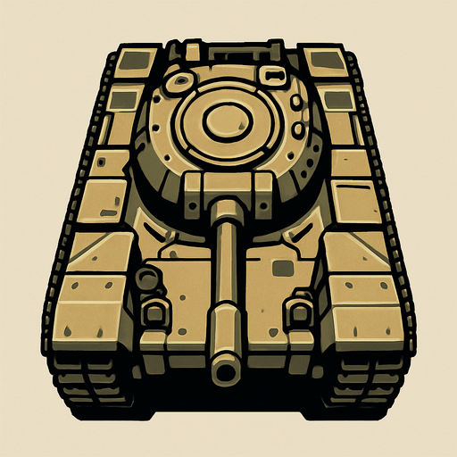 Top view of a Heavy armored military Tank.
In-Game asset.  2d.  High contrast.  No shadows